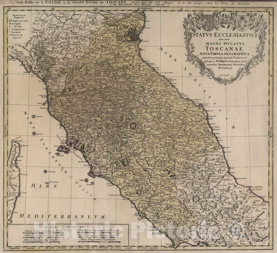 Historic Map : Italy, 1748 Status Ecclesiastici nec non Magni Ducatus Toscanae. , Vintage Wall Art