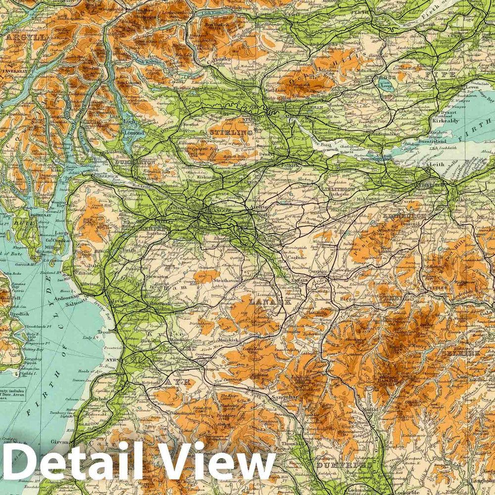 Historic Map : 1922 Scotland - southern section. - Vintage Wall Art