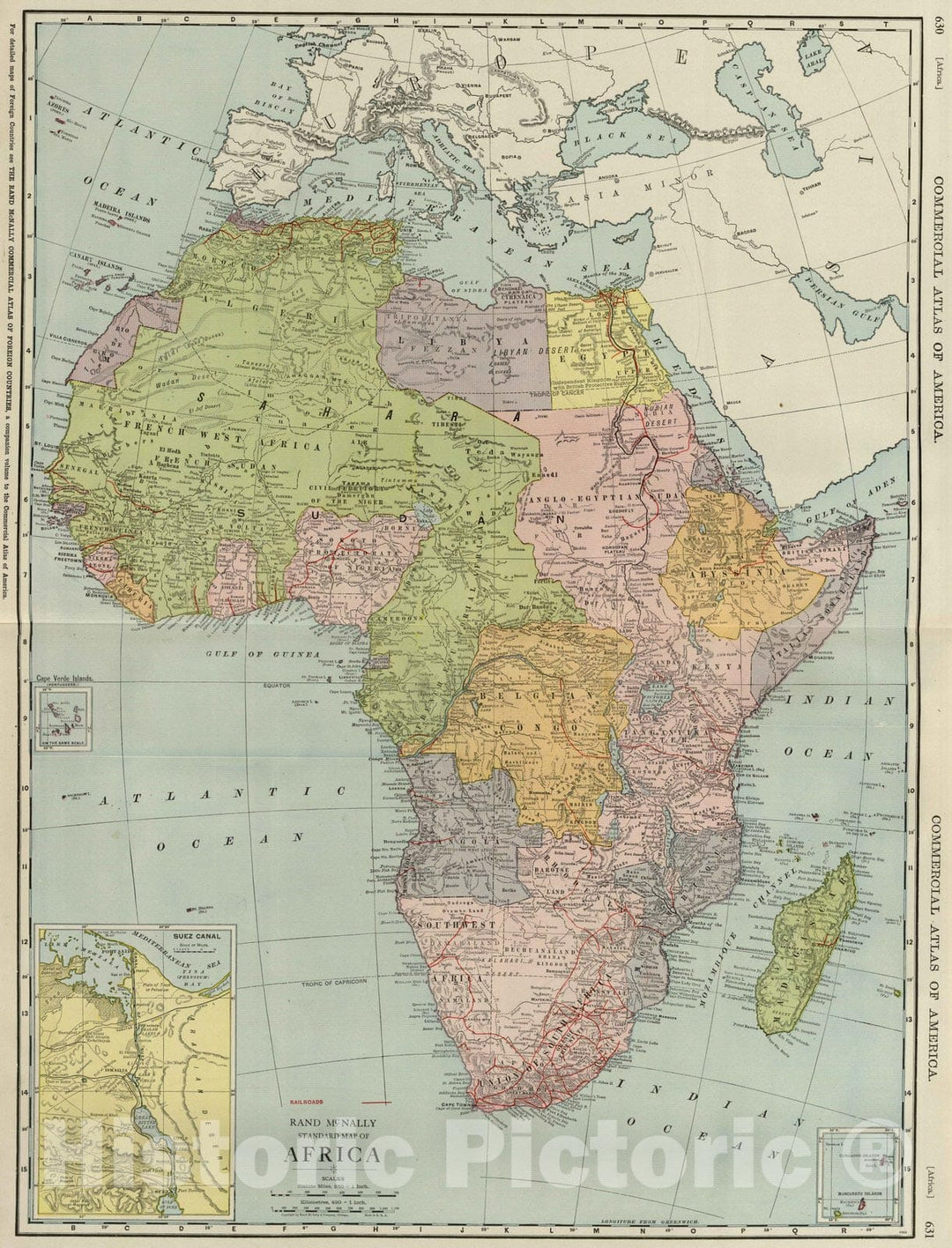 Historic Map : National Atlas - 1924 Africa. - Vintage Wall Art