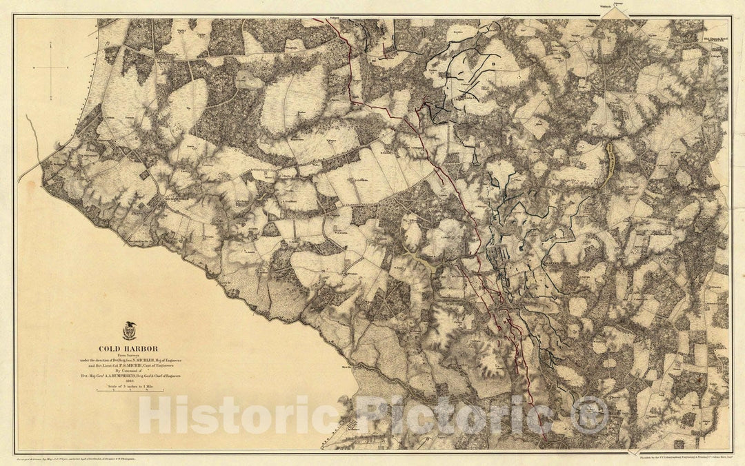 Historic Map : Military Atlas - 1869 Cold Harbor. - Vintage Wall Art