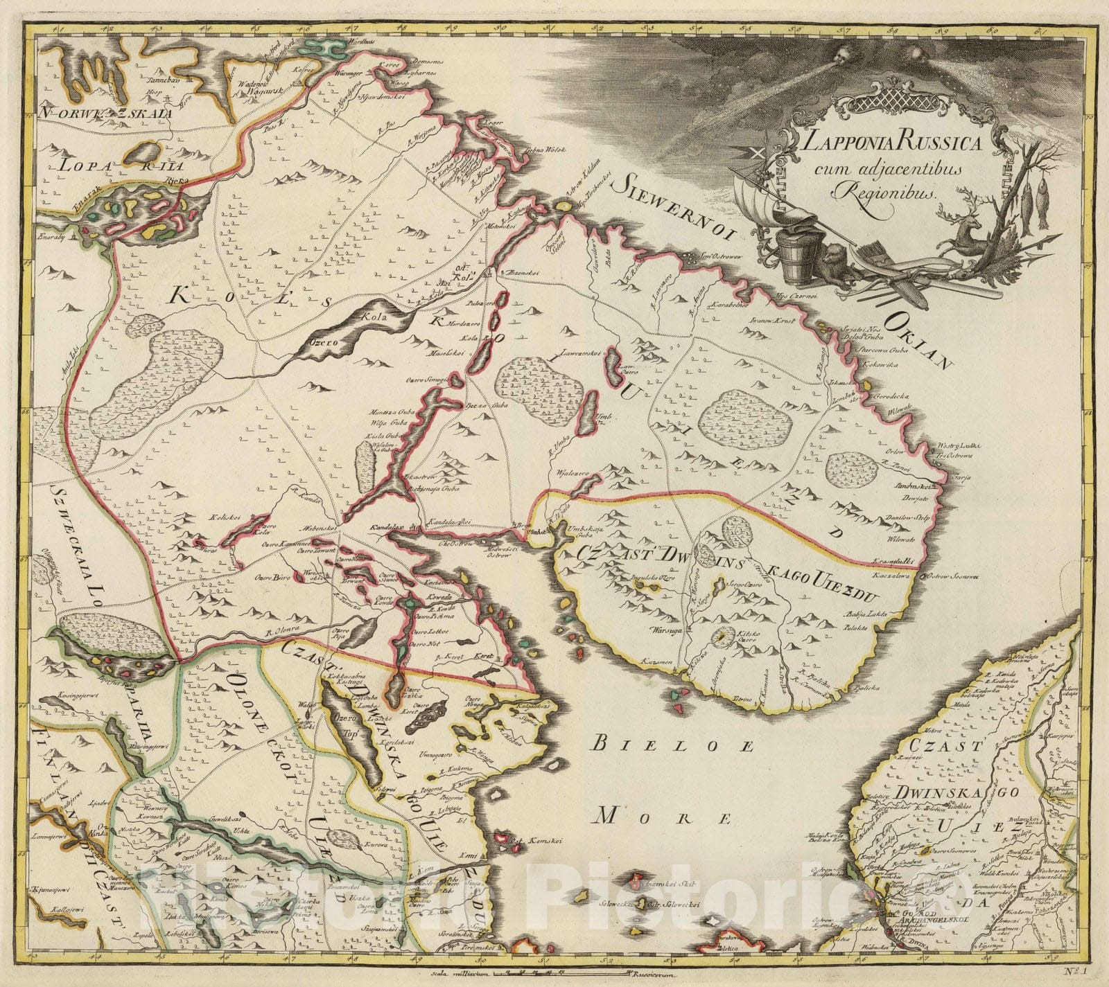 Historic Map : Russian Federation; Russia; Norway, Kola Peninsula 1745 Lapponia Russica cum Adjacentibus Regionibus , Vintage Wall Art