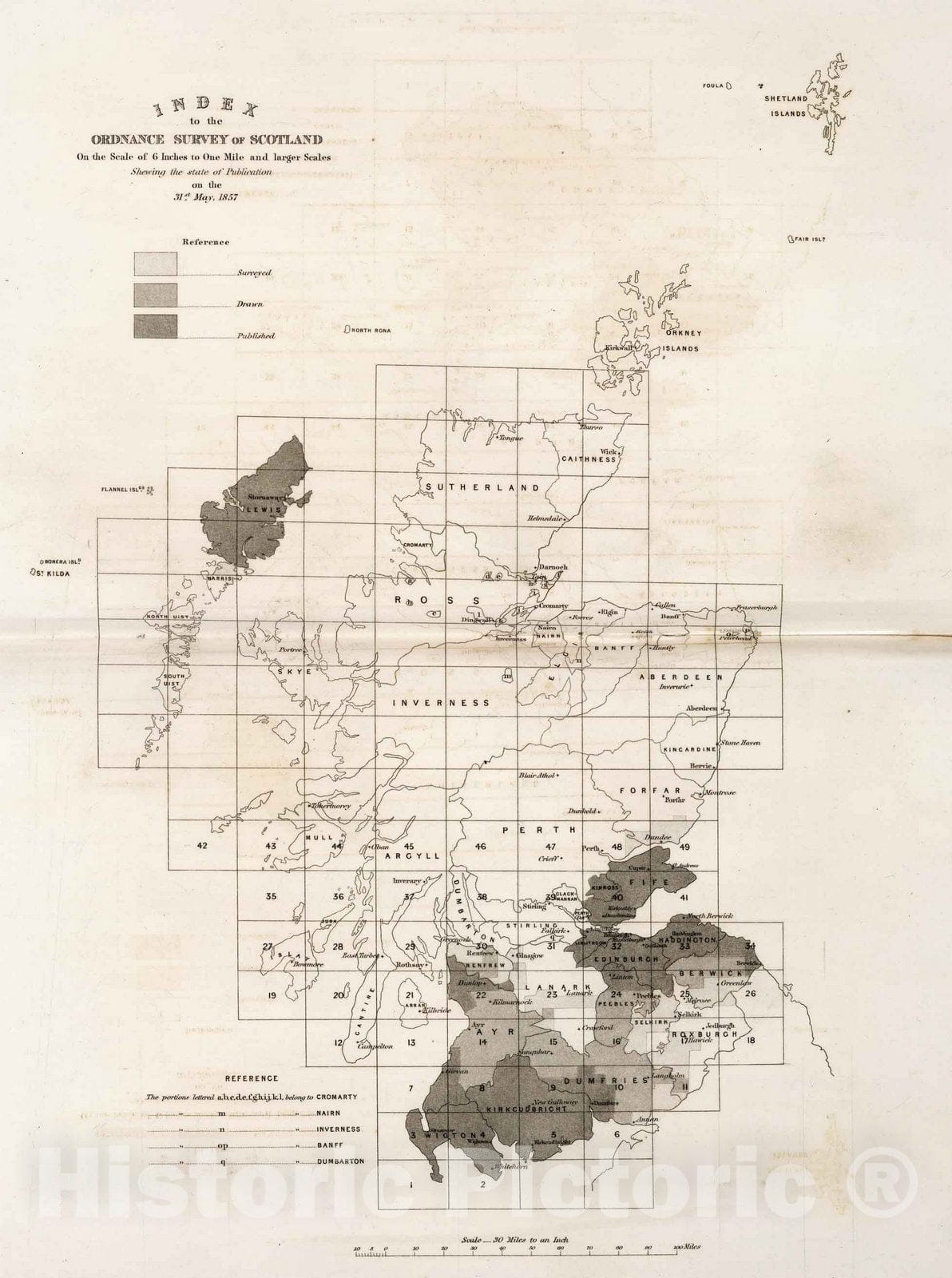 Historic Map : Survey Book - 1857 Index to the Ordnance Survey of Scotland - Vintage Wall Art