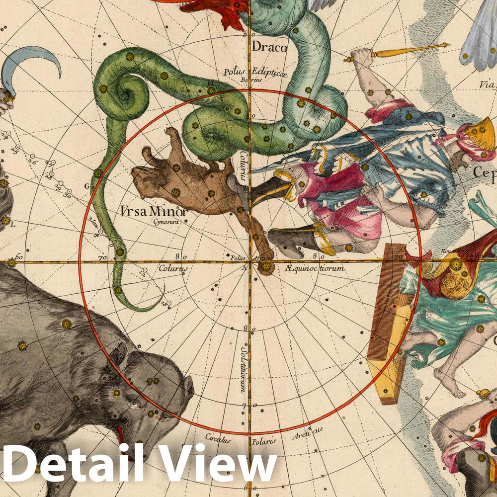 Historic Map : Celestial Atlas - 1693 Plate 1: Ursa Major, Ursa Minor, Perseus, and other constellations. - Vintage Wall Art