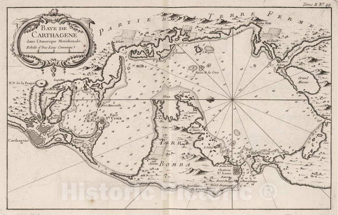 Historic Map : Colombia , Cartagena (Colombia), 1764 Baye de Carthagene : dans l'Amerique meridionale , Vintage Wall Art