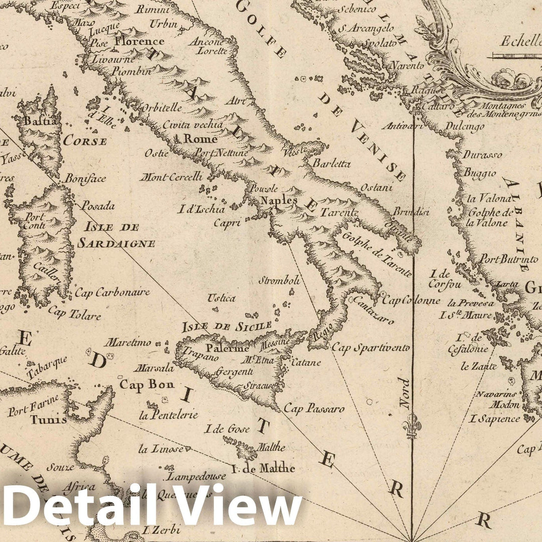 Historic Map : Mediterranean Region, Europe 1764 Carte reduite de la mer Mediterranee v2 , Vintage Wall Art