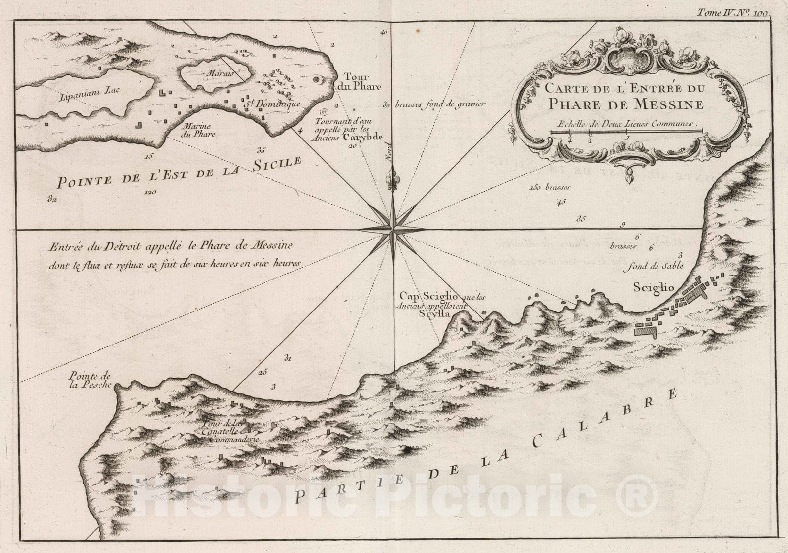 Historic Map : Italy, Sicily (Italy), Europe 1764 Carte de l'Entree du Phare de Messine , Vintage Wall Art