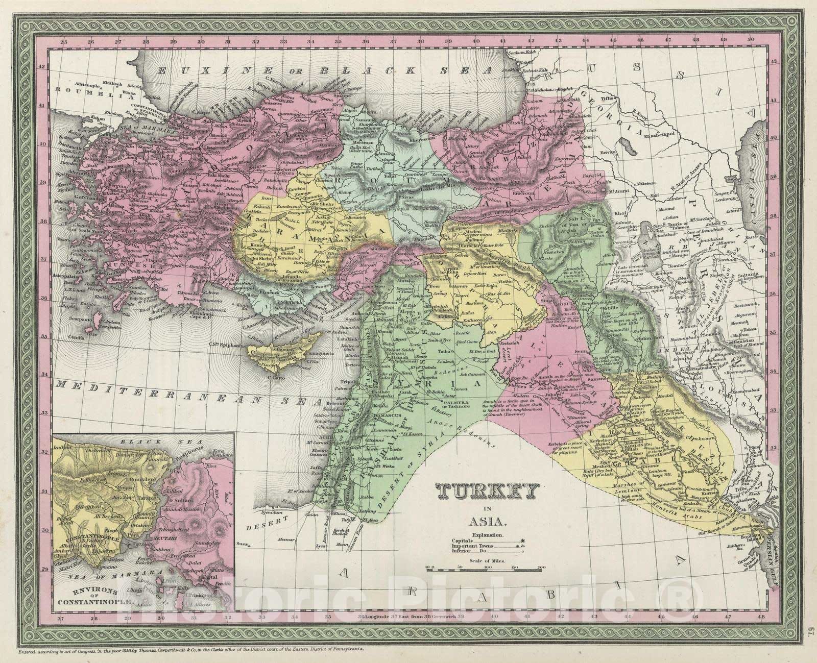 Historic Map : 1855 Turkey in Asia - Vintage Wall Art