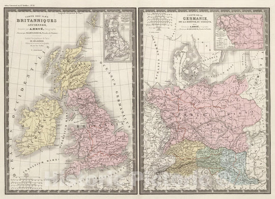 Historic Map : Great Britain; Germany; Poland; Slovenia, 1875 Iles Britanniques et Germanie Anciennes. , Vintage Wall Art