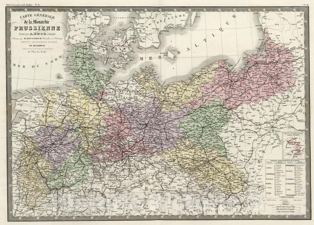 Historic Map : Germany; Poland, 1875 Prussienne. , Vintage Wall Art