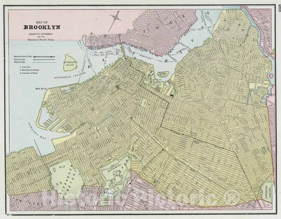 Historic Map : 1889 Brooklyn. - Vintage Wall Art