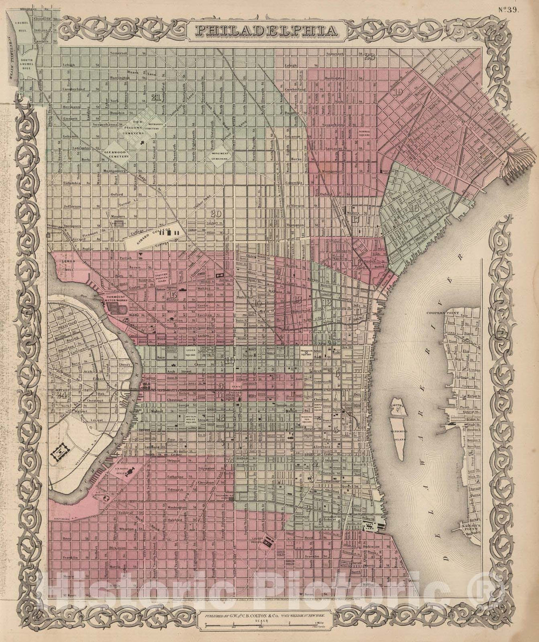 Historic Map : 1866 Philadelphia. - Vintage Wall Art