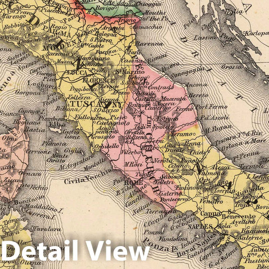 Historic Map : 1865 Italy with the Islands of Sardinia, Sicily, Corsica and Malta. - Vintage Wall Art