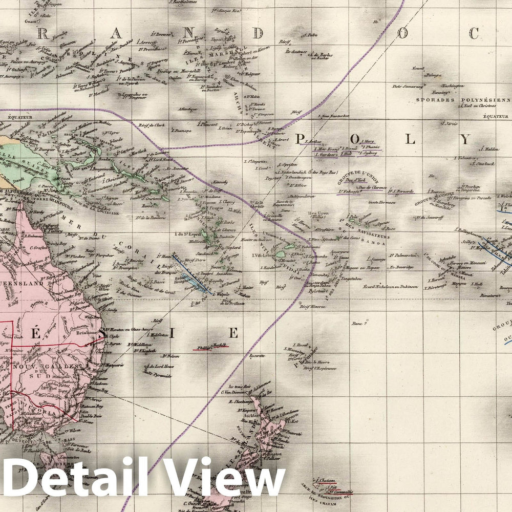 Historic Map : Oceania, Pacific 1875 Oceanie. , Vintage Wall Art