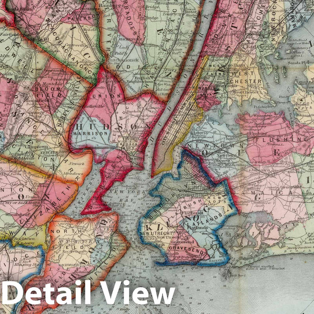 Historic Map : 1865 City Of New York - Vintage Wall Art