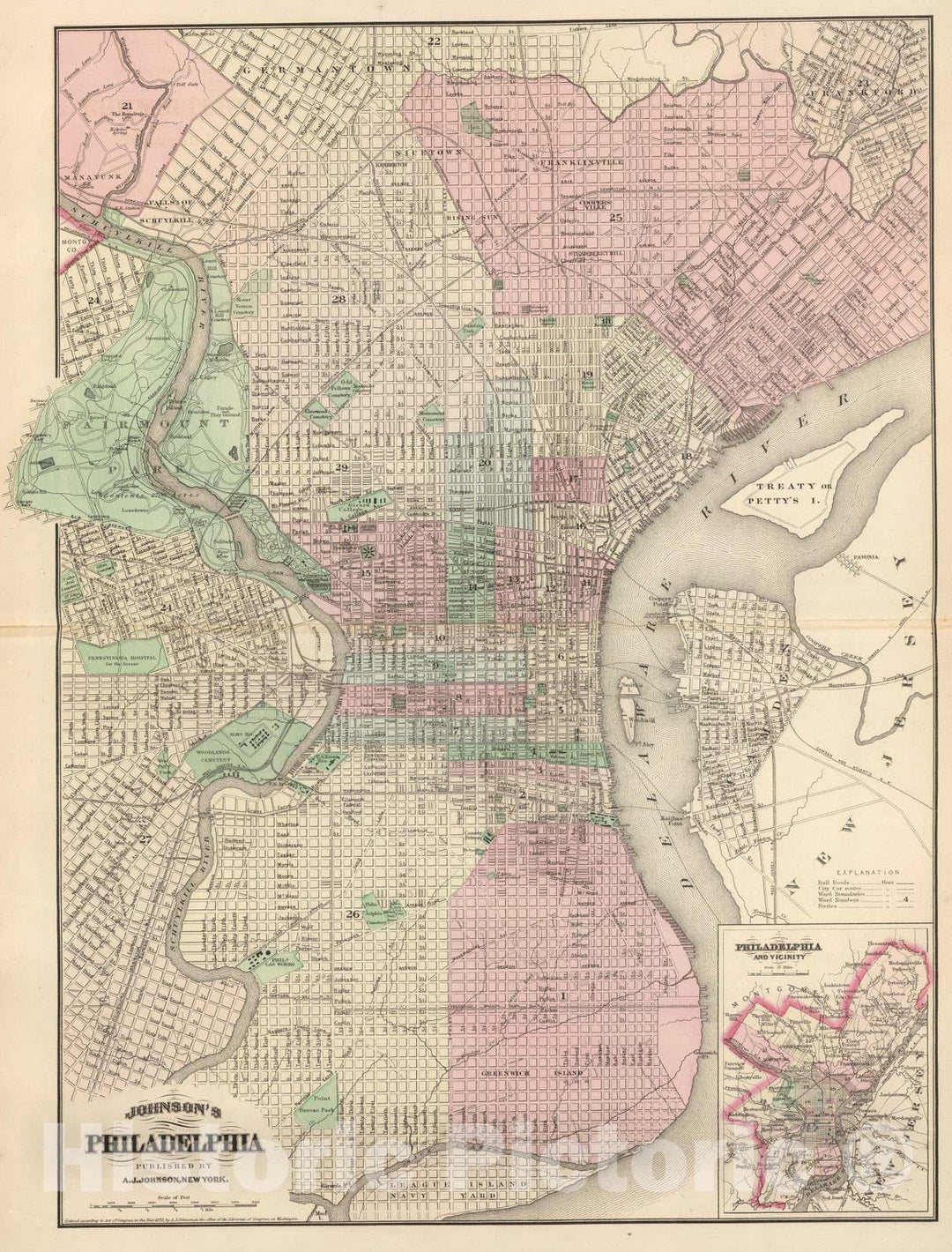 Historic Map : 1886 Philadelphia. v1 - Vintage Wall Art