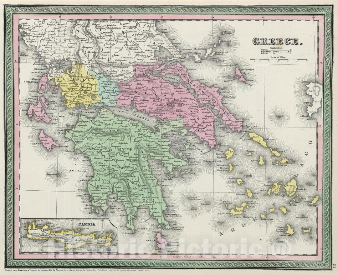 Historic Map : 1855 Greece - Vintage Wall Art