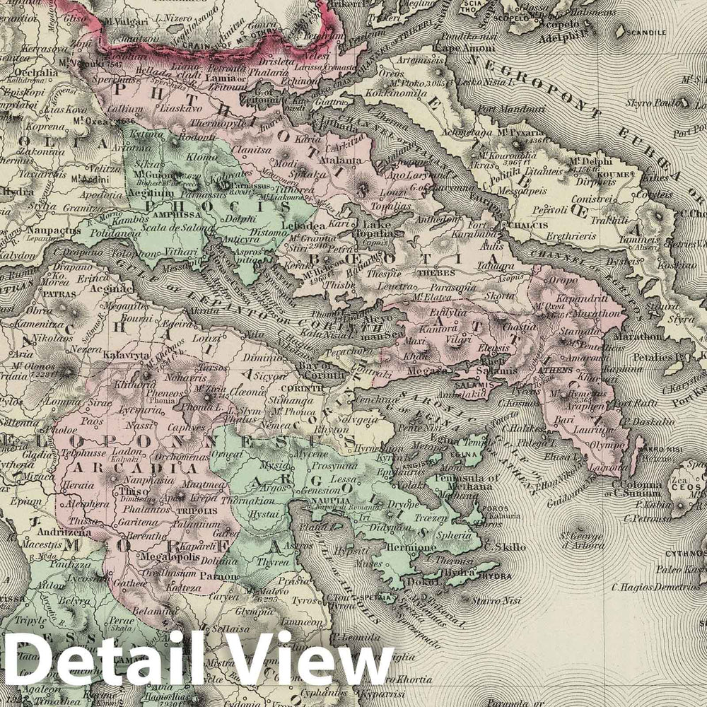 Historic Map : 1874 Greece and the Ionian Republic. - Vintage Wall Art