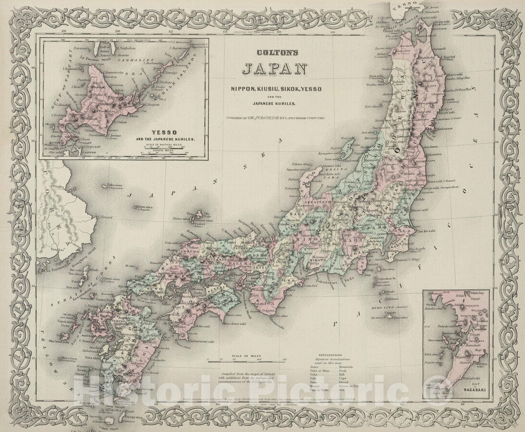 Historic Map : 1874 Japan. - Vintage Wall Art