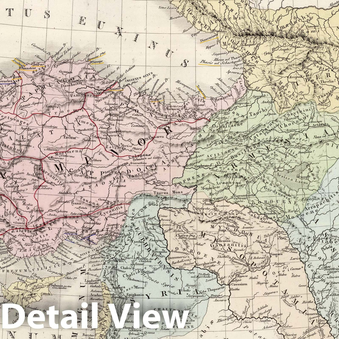 Historic Map : Turkey; Syria; Iran; Iraq, Asia Minor 1875 Asie Mineure, Armenie, Syrie, Mesopotamie. , Vintage Wall Art