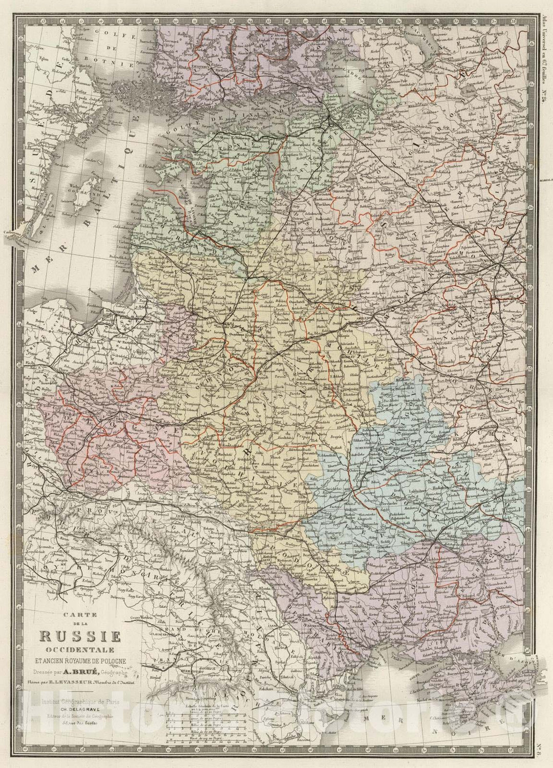 Historic Map : Poland; Russian Federation, 1875 Russia Occidentale, Pologne Ancien. , Vintage Wall Art