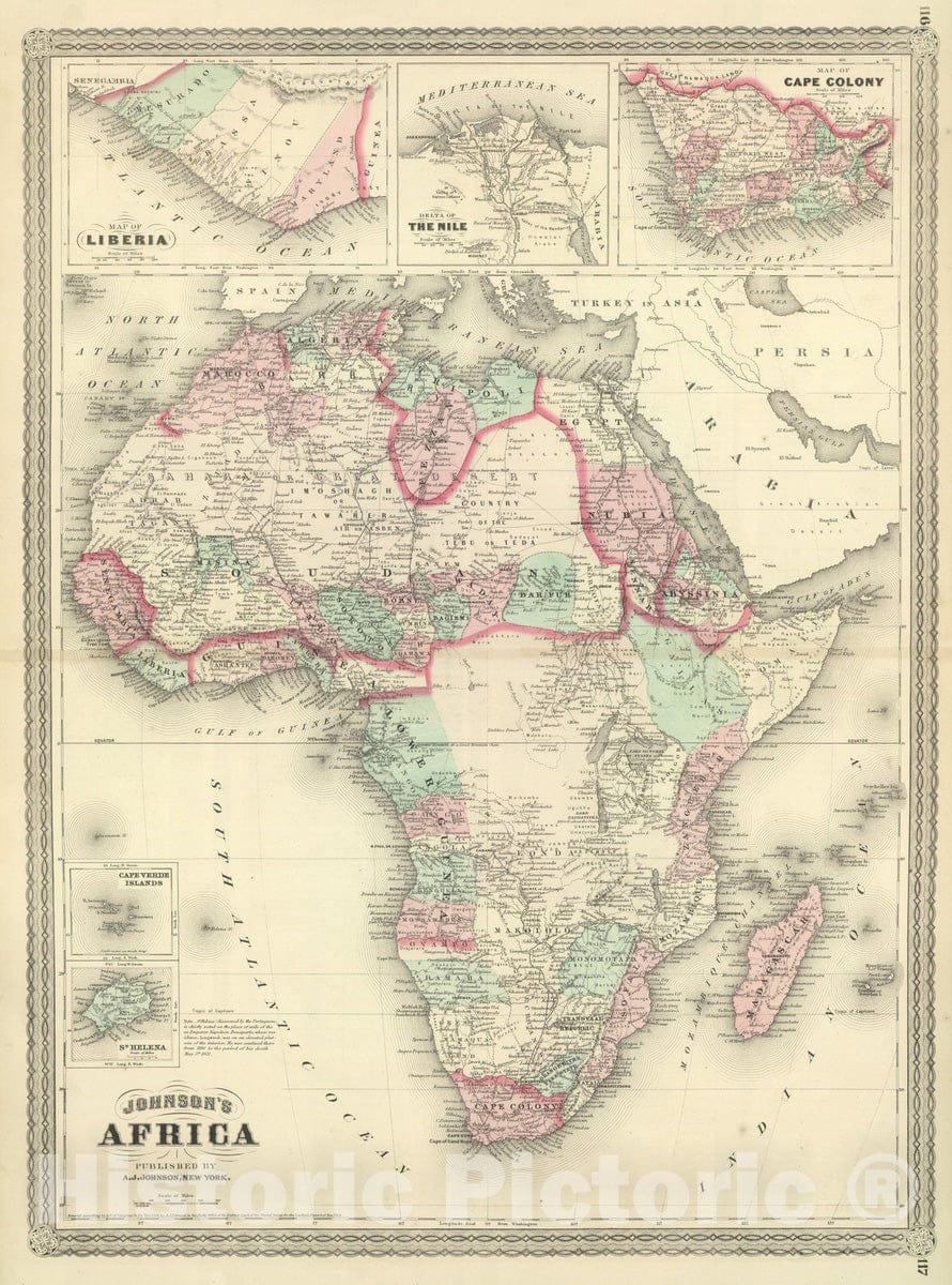 Historic Map : 1886 Africa. v2 - Vintage Wall Art