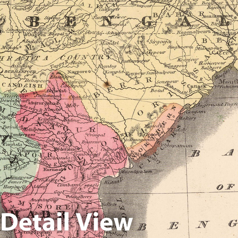 Historic Map : 1865 Hindoostan (India). - Vintage Wall Art