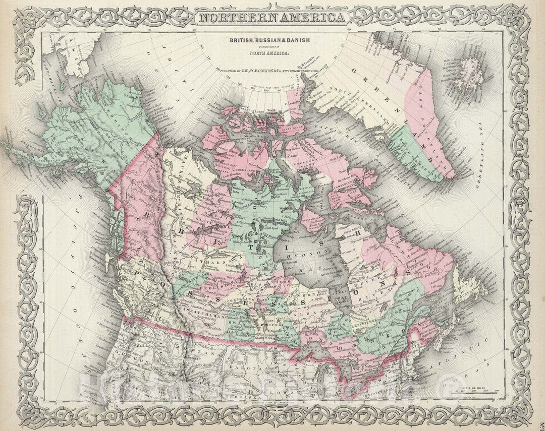 Historic Map : 1874 Northern America. - Vintage Wall Art