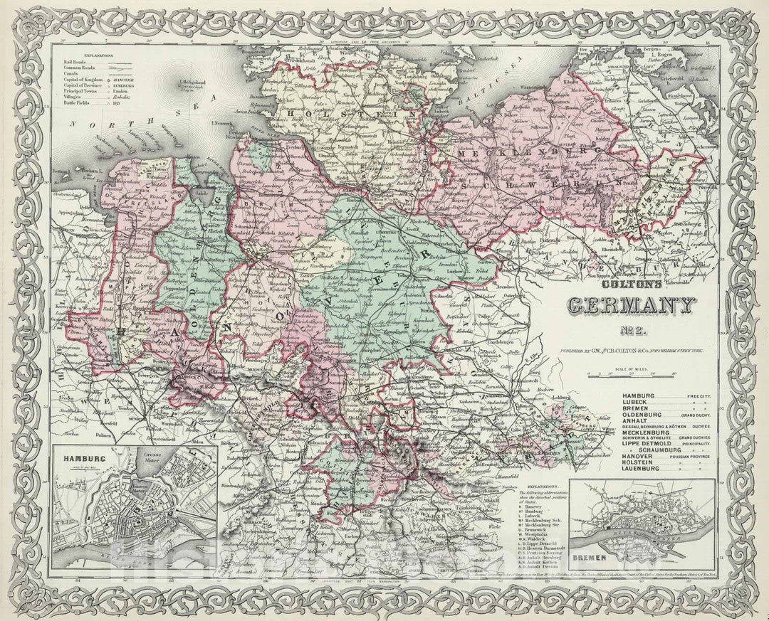 Historic Map : 1874 Germany. v1 - Vintage Wall Art