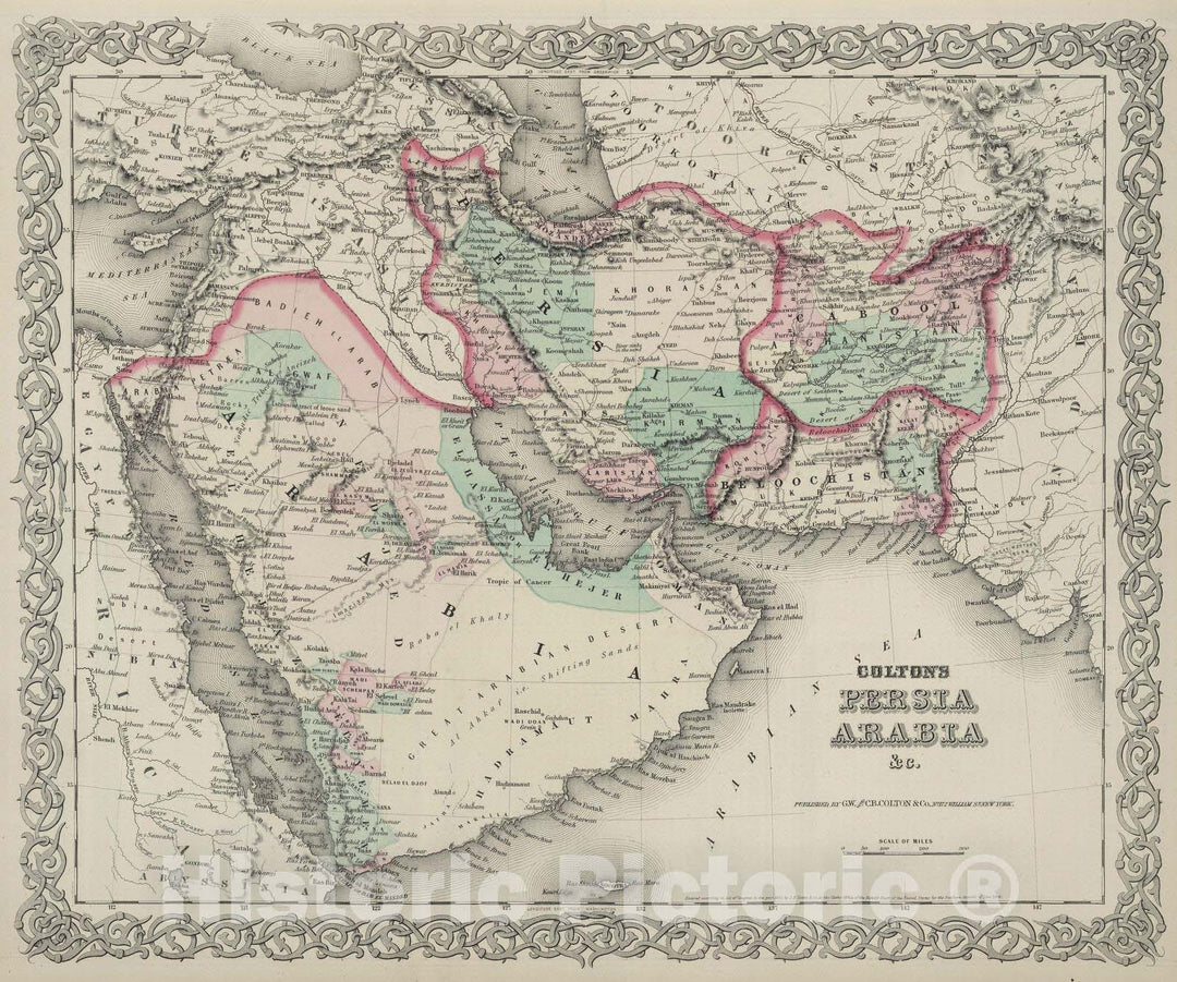 Historic Map : 1874 Persia Arabia. - Vintage Wall Art