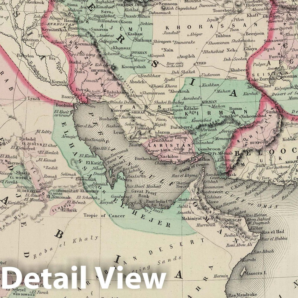 Historic Map : 1874 Persia Arabia. - Vintage Wall Art