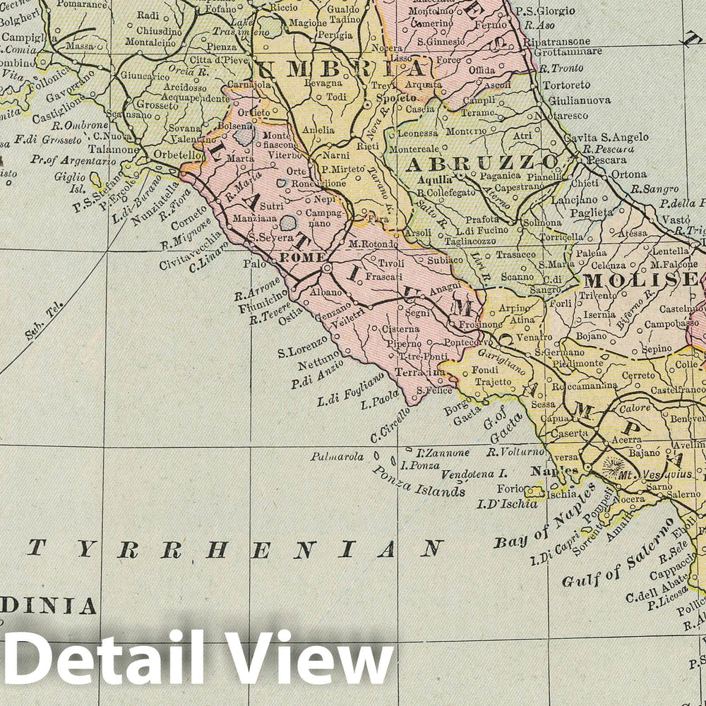 Historic Map : 1889 Italy : Vintage Wall Art