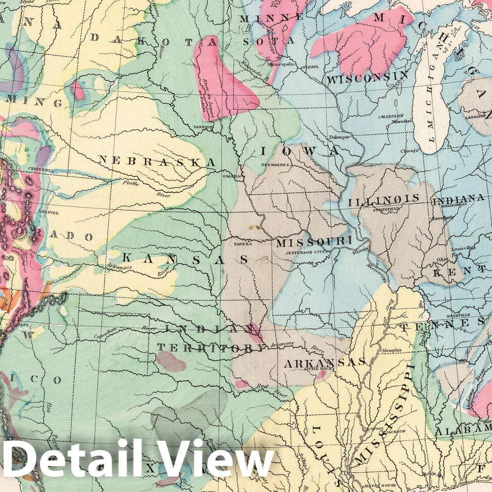 Historic Map : 1874 Geological Formations of the United States. - Vintage Wall Art