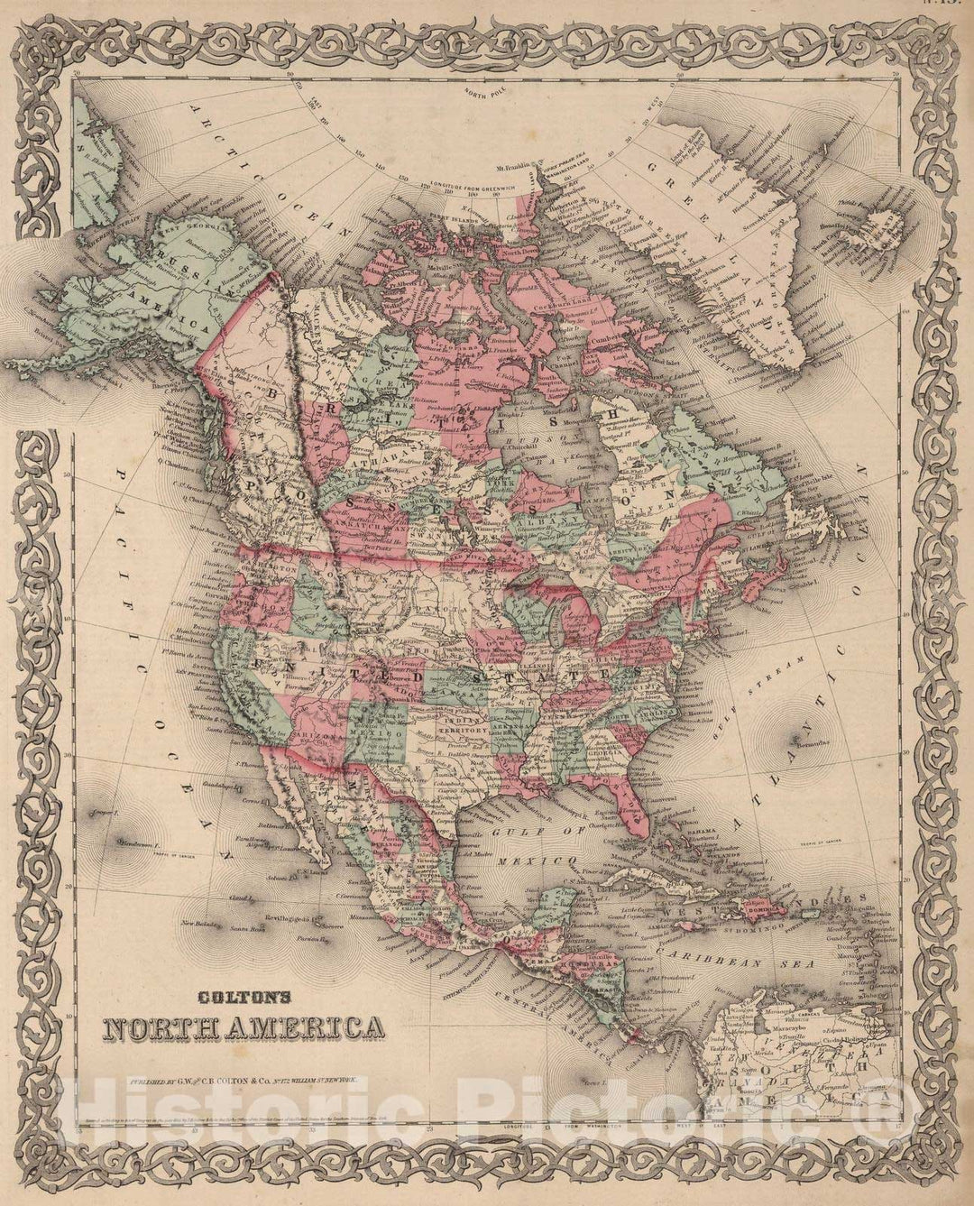 Historic Map : 1866 North America. - Vintage Wall Art