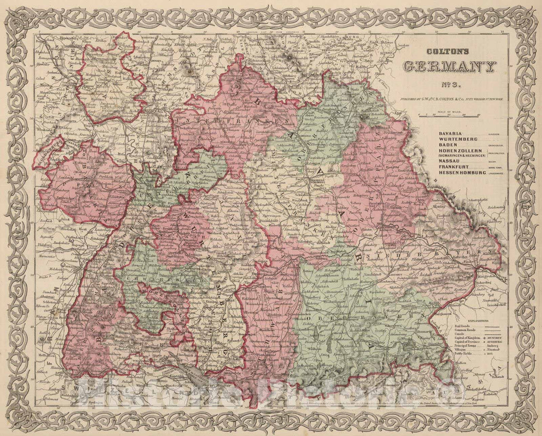 Historic Wall Map : 1866 Germany No. 3. - Vintage Wall Art