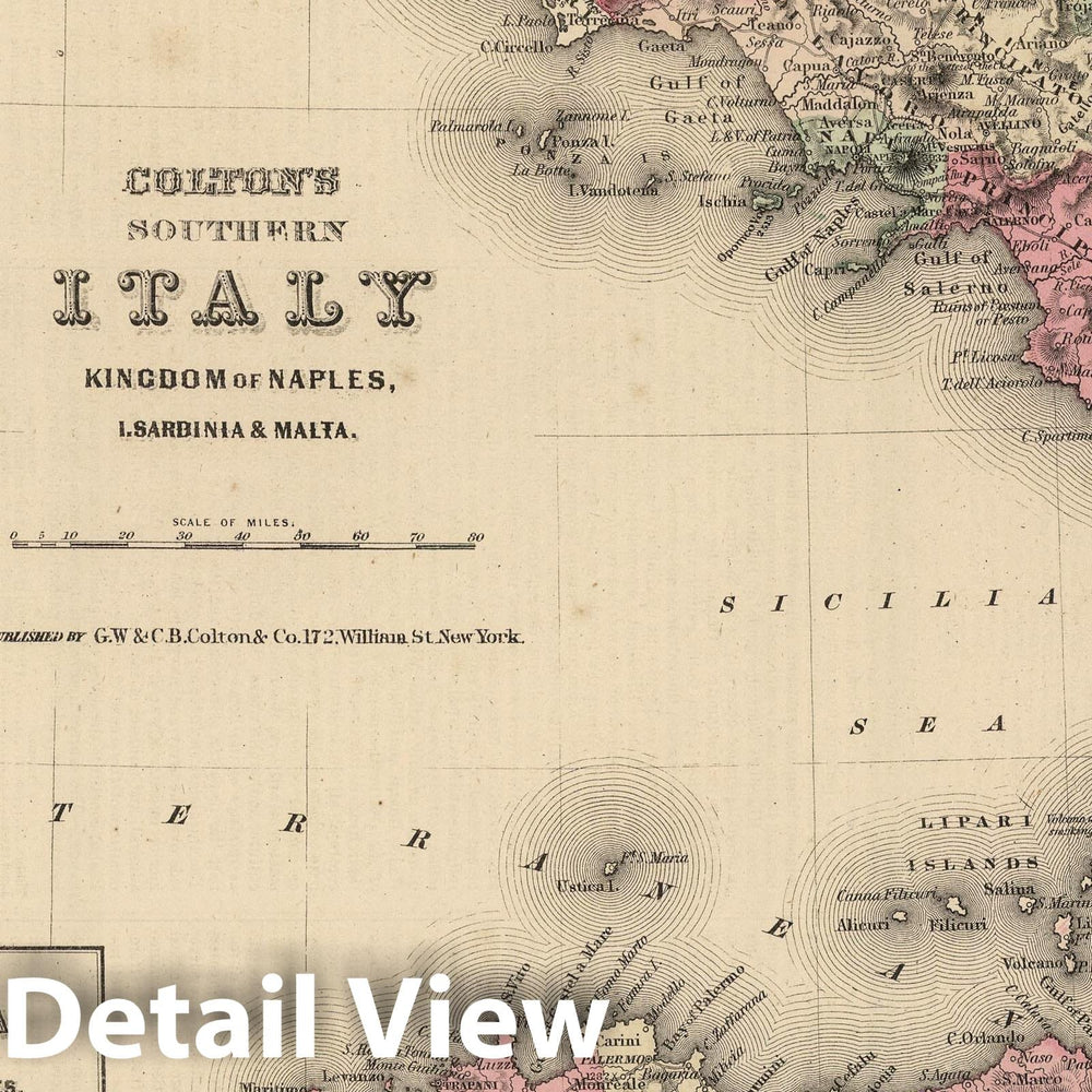 Historic Map : 1866 Southern Italy. - Vintage Wall Art