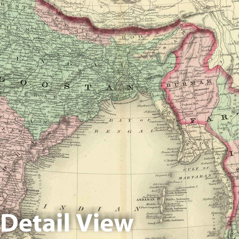 Historic Map : 1886 Hindoostan and Farther India. - Vintage Wall Art