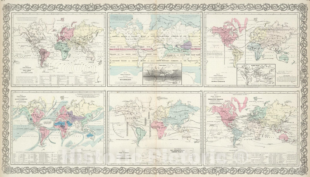 Historic Map : 1874 Map of the World. - Vintage Wall Art