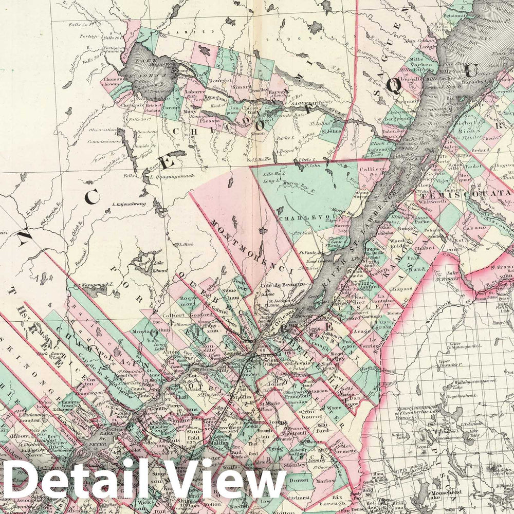 Historic Map : 1874 Canada. Quebec & New Brunswick. - Vintage Wall Art