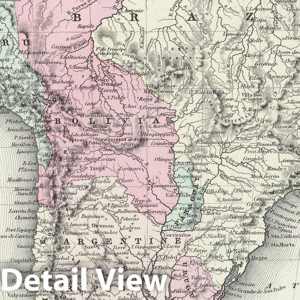 Historic Map : 1874 South America. v1 - Vintage Wall Art