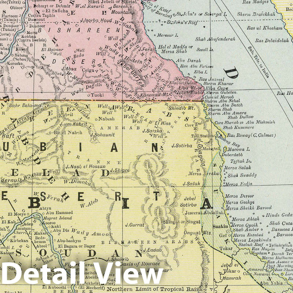 Historic Map : 1889 Egypt, Nubia and Abyssinia. - Vintage Wall Art