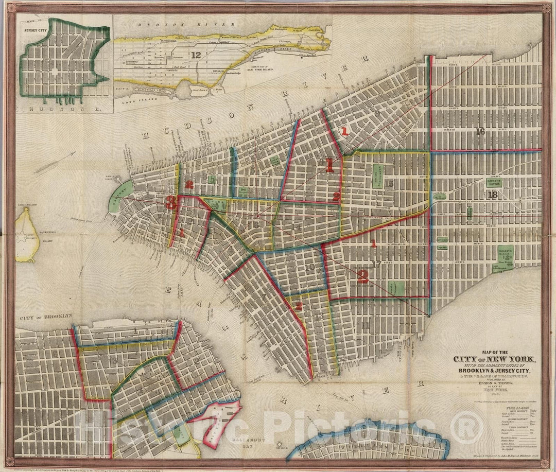 Historic Map : 1849 Map Of The City Of New York - Vintage Wall Art