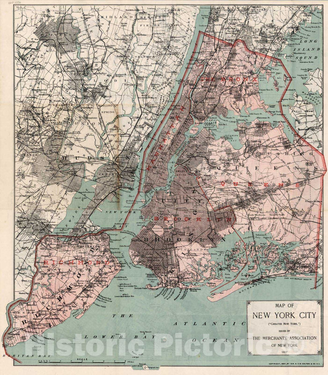 Historic Map : 1897 New York City (Environs) - Vintage Wall Art