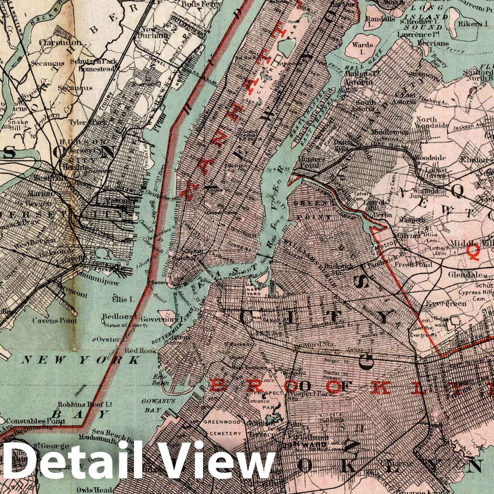 Historic Map : 1897 New York City (Environs) - Vintage Wall Art