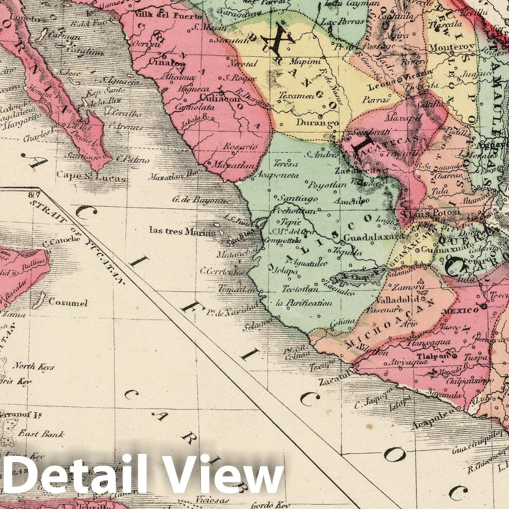 Historic Map : 1865 Mexico. Central America. - Vintage Wall Art