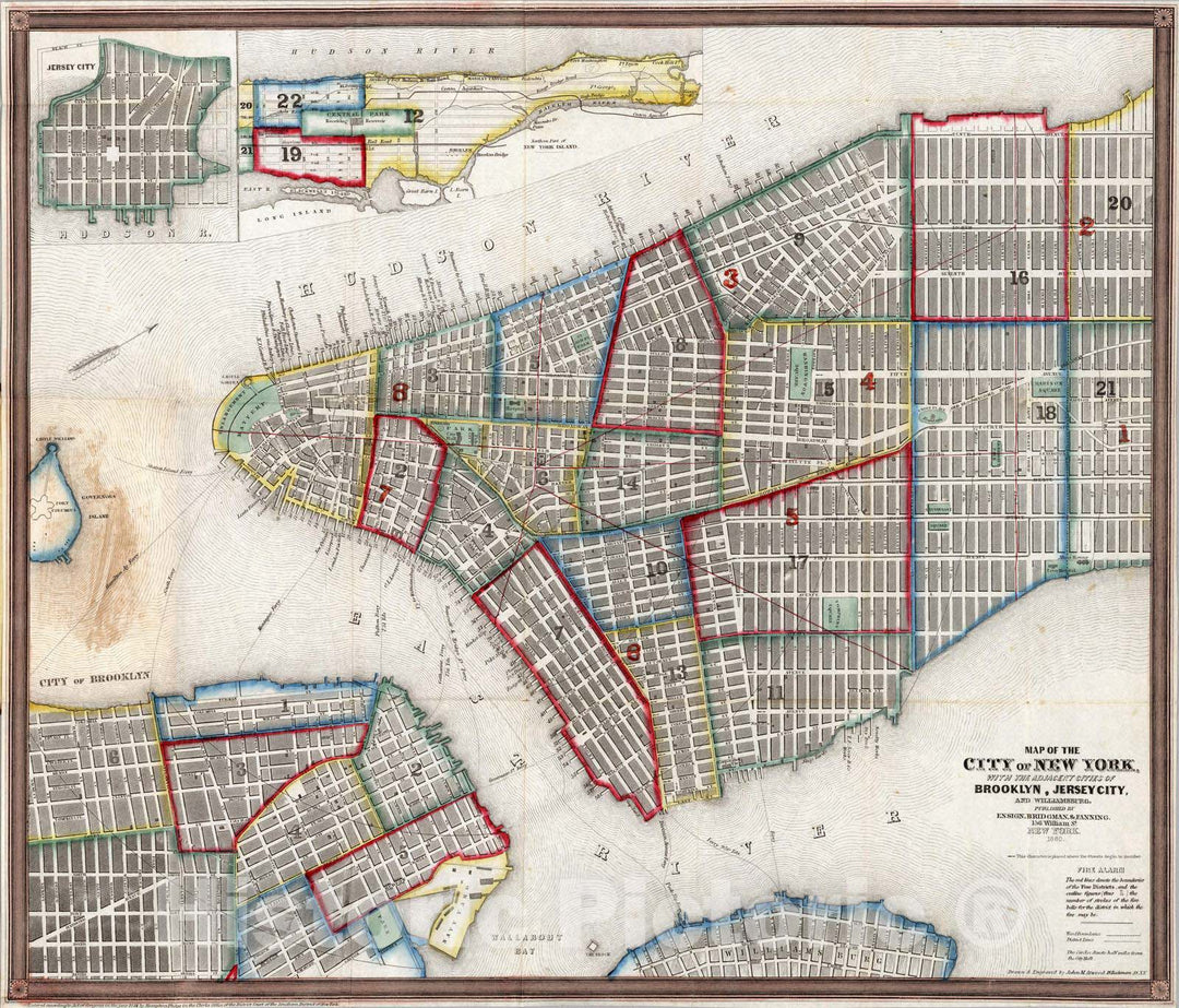 Historic Map : 1860 Map Of The City Of New York - Vintage Wall Art