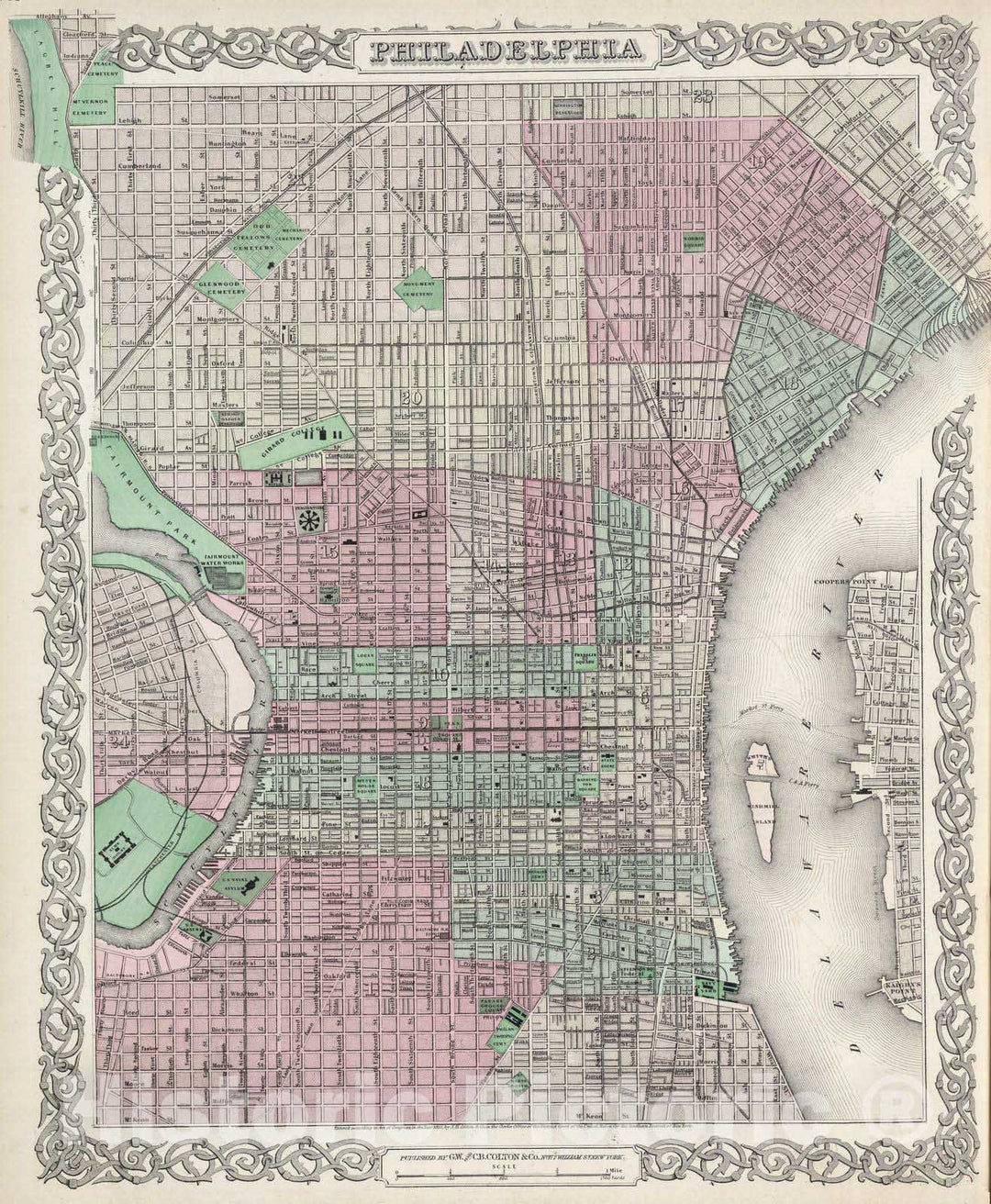 Historic Map : 1874 Philadelphia. - Vintage Wall Art