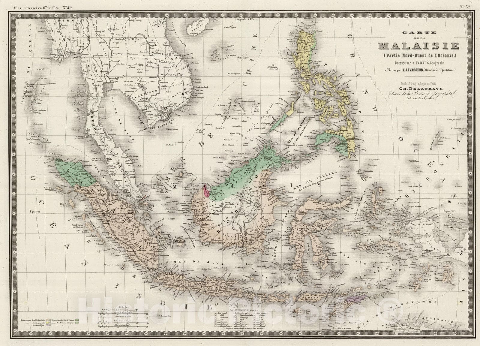 Historic Map : Indonesia; Philippines, 1875 Malaisie. , Vintage Wall Art