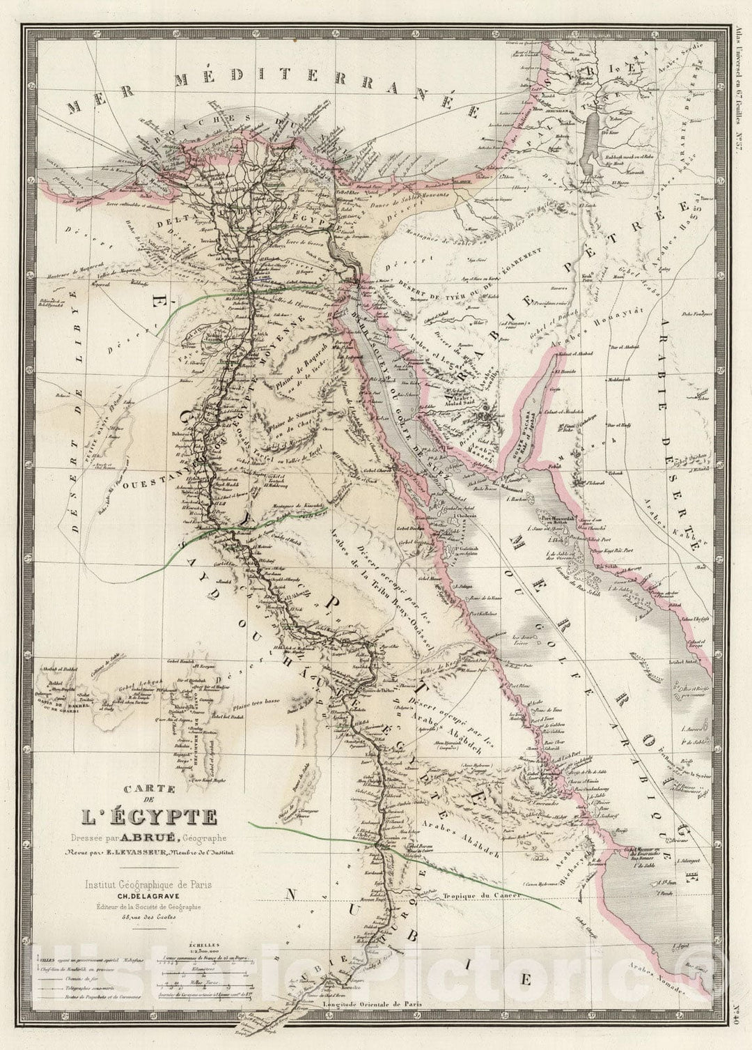 Historic Map : Egypt; Saudi Arabia, 1875 Egypte et Arabie Petree. , Vintage Wall Art