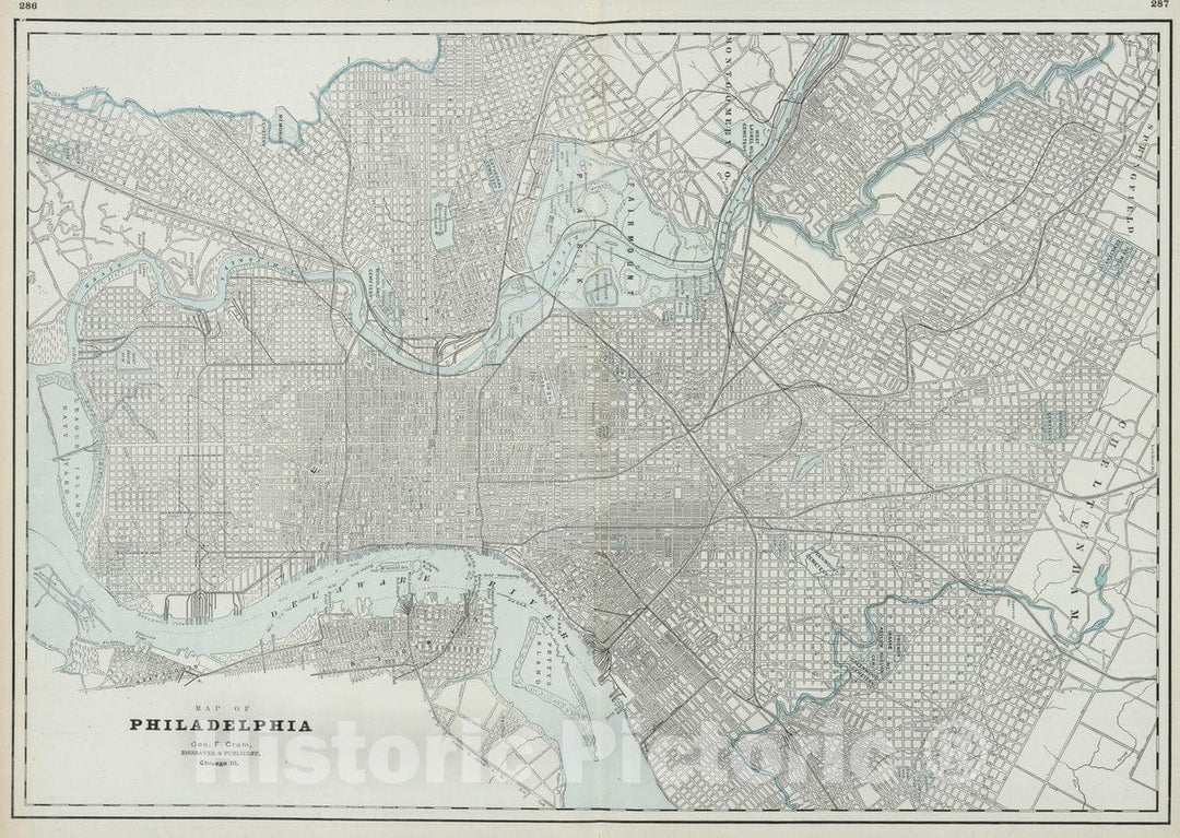 Historic Map : 1889 Philadelphia : Vintage Wall Art