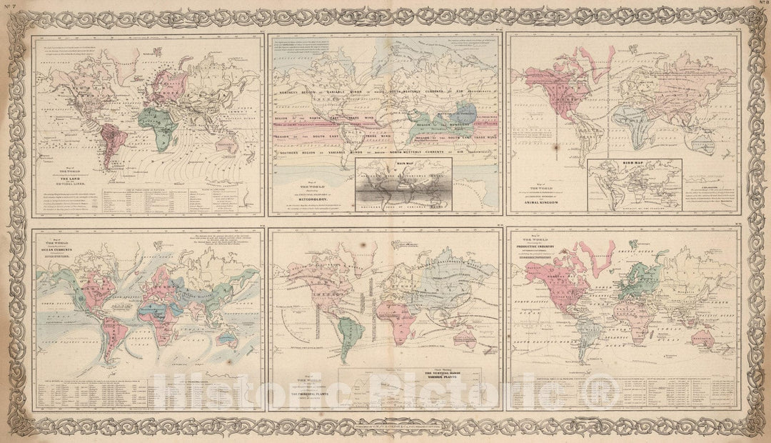 Historic Map : 1866 Map of the World. - Vintage Wall Art